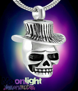 Skull Top Hat Urn Cremation Necklace