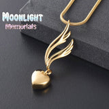 Angel Wings Heart Urn Cremation Necklace