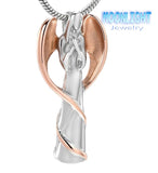 Angel of Peace Silver Rose Gold Cremation Urn Keepsake Ashes Memorial Necklace