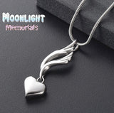 Angel Wings Heart Urn Cremation Necklace