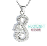 Love Infinity Heart Crystal Cremation Urn Keepsake Ashes Memorial Necklace