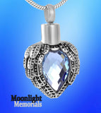 Birthstones Crystal Locket Cremation Urn Ashes Holder Memorial Necklace