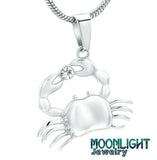 Crab Crystal Cancer Pet Cremation Urn Keepsake Ashes Memorial Necklace