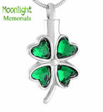 Four Leaf Clover Cremation Urn Keepsake Ashes Memorial Necklace