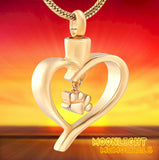 Heart Pet Paw Charm Urn Cremation Necklace