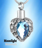 Birthstones Crystal Locket Cremation Urn Ashes Holder Memorial Necklace