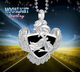 Motorcycle Embleml Silver Cremation Urn Keepsake Ashes Memorial Necklace