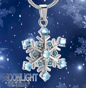 Snowflake Crystal Cremation Urn Keepsake Ashes Memorial Necklace