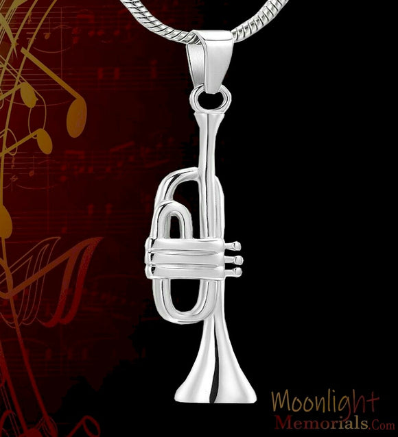 Trumpet Music Cremation Urn Keepsake Ashes Memorial Necklace