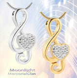 Music Note Crystal Urn Cremation Necklace