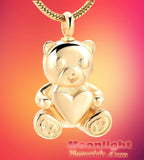 Teddy Bear Heart Urn Cremation Necklace