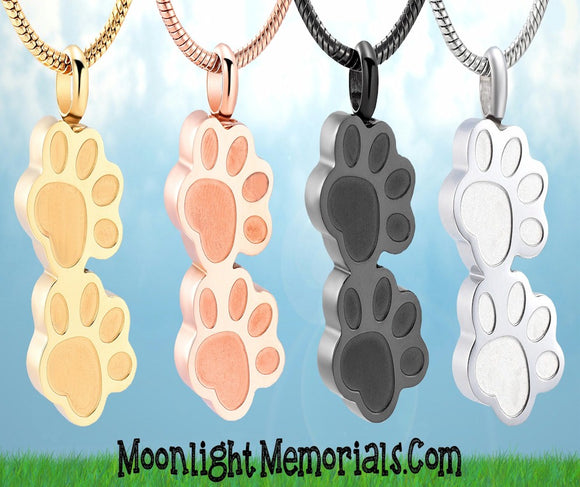 Paw Print Dog Cat Pet Urn Cremation Necklace