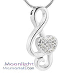 Music Note Crystal Urn Cremation Necklace