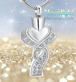 Heart with Ribbon Cremation Urn Keepsake Ashes Memorial Necklace