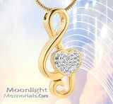 Music Note Crystal Urn Cremation Necklace