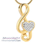 Music Note Crystal Urn Cremation Necklace