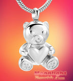 Teddy Bear Heart Urn Cremation Necklace