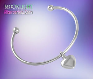 Heart Bangle Stainless Steel Cremation Memorial Urn Ashes Bracelet