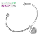 Heart Bangle Stainless Steel Cremation Memorial Urn Ashes Bracelet