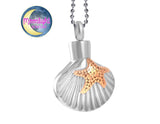 Shell Seashell Starfish Cremation Hour Glass Urn Keepsake Ashes Memorial Necklace