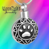 Eternity Paw Urn Cremation Pendant Ash Holder Memorial Necklace