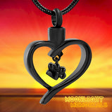 Heart Pet Paw Charm Urn Cremation Necklace