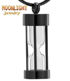 New Hourglass Black Cremation Hour Glass Urn Keepsake Ashes Memorial Necklace