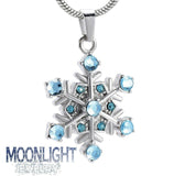 Snowflake Crystal Cremation Urn Keepsake Ashes Memorial Necklace