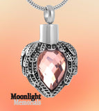 Birthstones Crystal Locket Cremation Urn Ashes Holder Memorial Necklace