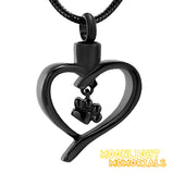 Heart Pet Paw Charm Urn Cremation Necklace