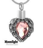 Birthstones Crystal Locket Cremation Urn Ashes Holder Memorial Necklace