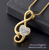 Music Note Crystal Urn Cremation Necklace