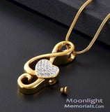 Music Note Crystal Urn Cremation Necklace