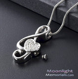 Music Note Crystal Urn Cremation Necklace