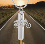 Motorcycle Bike Cylinder Silver Cremation Urn Keepsake Ashes Memorial Necklace