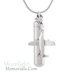 Airplane Charm Urn Cremation Pendant Ash Holder Memorial Necklace