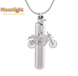 Motorcycle Bike Cylinder Silver Cremation Urn Keepsake Ashes Memorial Necklace