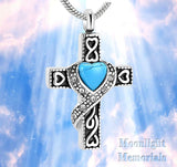 Crysatl Ribbon Heart Cross Cremation Urn Keepsake Ashes Memorial Necklace