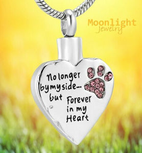 Forever In My Heart Paw Pet Cremation Urn Keepsake Ashes Memorial Necklace