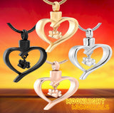 Heart Pet Paw Charm Urn Cremation Necklace