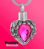 Birthstones Crystal Locket Cremation Urn Ashes Holder Memorial Necklace