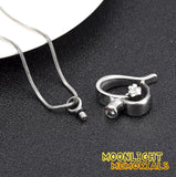 Heart Pet Paw Charm Urn Cremation Necklace