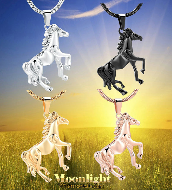 Horse Running Urn Cremation Necklace