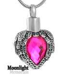 Birthstones Crystal Locket Cremation Urn Ashes Holder Memorial Necklace