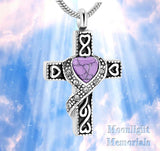 Crysatl Ribbon Heart Cross Cremation Urn Keepsake Ashes Memorial Necklace