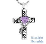 Crysatl Ribbon Heart Cross Cremation Urn Keepsake Ashes Memorial Necklace