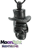 Skull Top Hat Urn Cremation Necklace