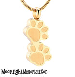 Paw Print Dog Cat Pet Urn Cremation Necklace