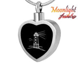 Lighthouse Heart Cremation Urn Keepsake Ashes Memorial Necklace