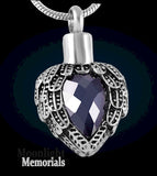 Birthstones Crystal Locket Cremation Urn Ashes Holder Memorial Necklace